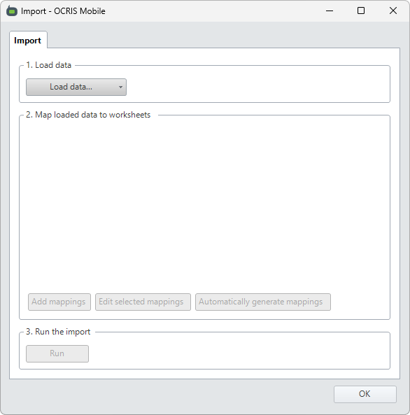 The main import UI