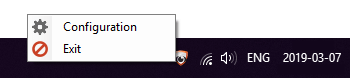 The system tray, after View-it has been right-clicked